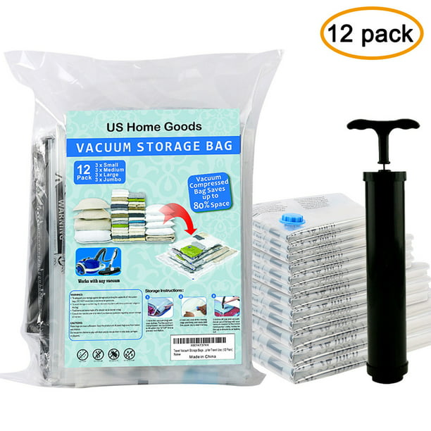 Jumbo Large & Medium Packs for Clothes Comforters etc. Vacuum Storage Bags 8pcs Combo #1 Most Requested Space Saving Sizes GUARANTEED Life Saver with Triple Seal & FREE Travel Pump StorageGenie 
